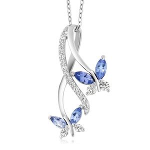 Gem Stone King Blue Tanzanite 925 Silver Butterfly